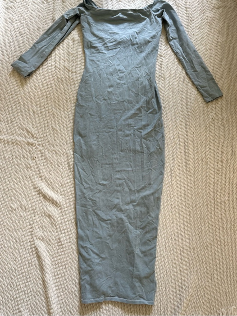 SKIMS Off Shoulder Long Sleeve Maxi Dress Blue Size M